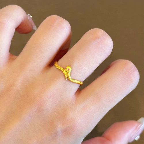 18k金红宝石本命年灵动蛇形指 蛇序呈祥戒指【开口可调节】