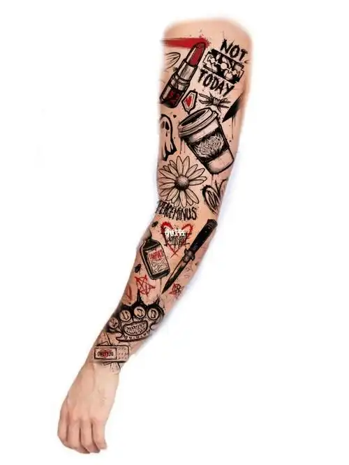 暗黑花臂拼接纹身手稿分享