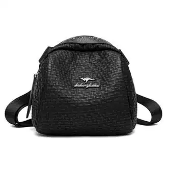 袋鼠女士包包2023新款背包牛皮大容量旅行单肩斜挎包时尚潮流女包黑色