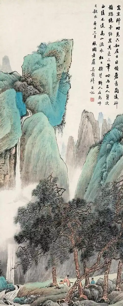 大自然的山山水水青绿山水画作品