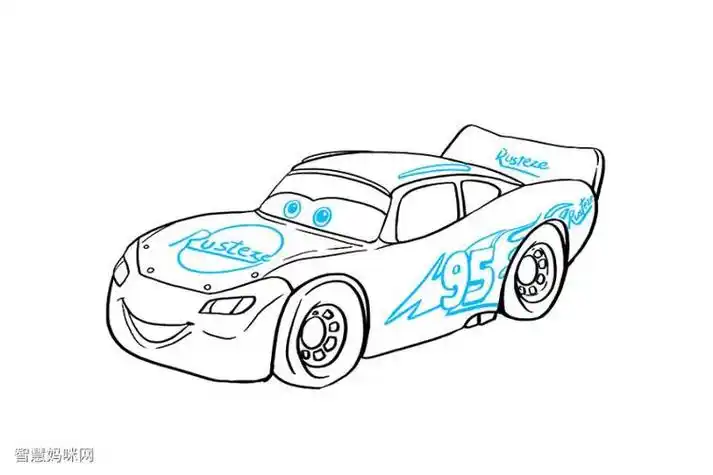 简笔画赛车总动员闪电麦昆简笔画赛车总动员简笔画闪电麦昆简笔画教程