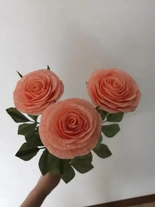 手工皱纹纸花  #diy手工制作  #玫瑰花
