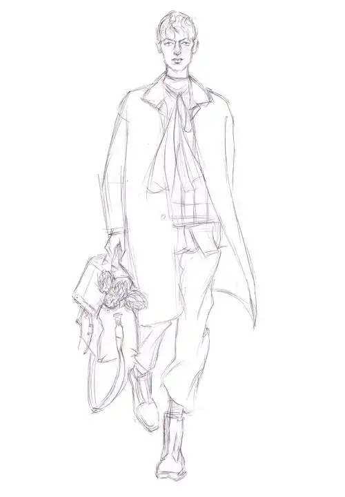 时装画分解步骤简约大衣