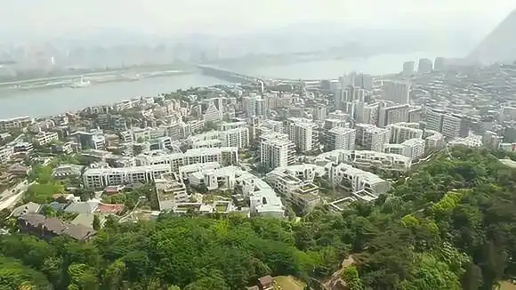 航拍韩国高档住宅区首尔市龙山区汉南洞网友风景好美