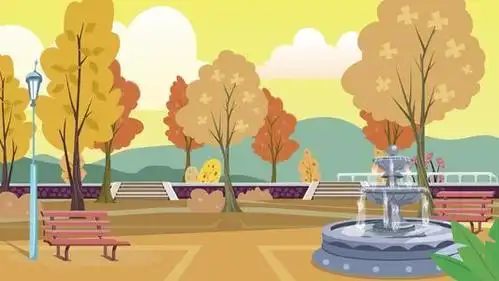 卡通公园广场喷泉场景1920x1080高清视频素材下载简笔画 手绘 线稿