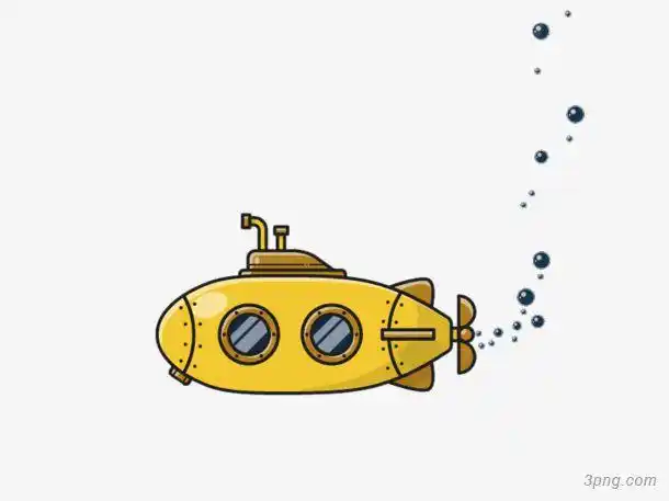黄色潜水艇插画png素材透明免抠图片装饰效果