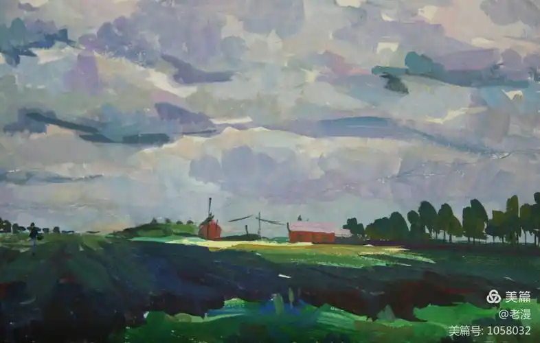 水粉写生《农田小家》