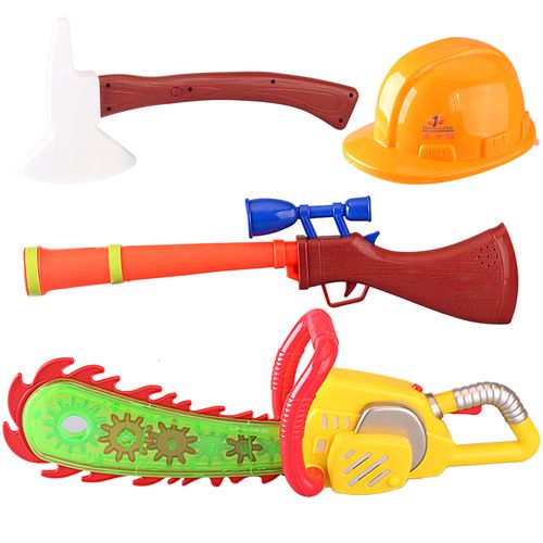 玩具光头强电锯电动玩具伐木锯砍套装声光投影2-3岁电动玩具枪