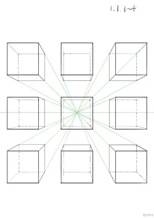 rh-7-204 manas 临摹一点透视9个正方体