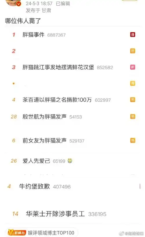 疯城记##随手解决脑子##胖猫跳江事发地摆满鲜花