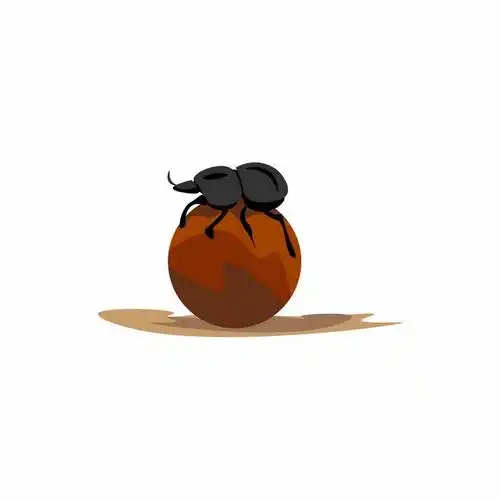 一只屎壳郎正在推粪球卡通动物5858270矢量图片素材