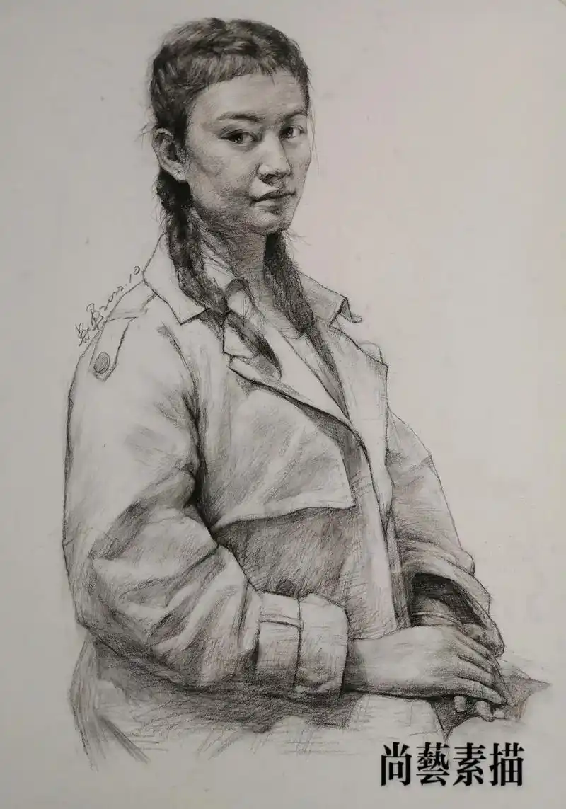 尚艺素描,江苏职教高考教学,一组半身像素描课堂示范作品#美术 - 抖音