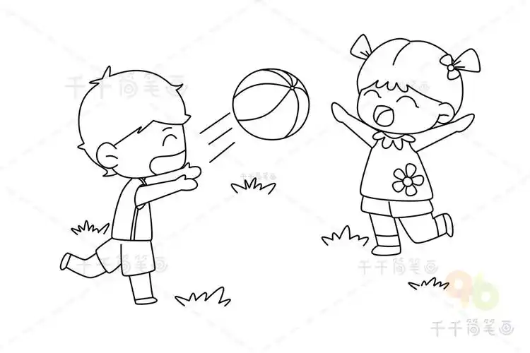 幼儿园的一天小朋友自由活动简笔画