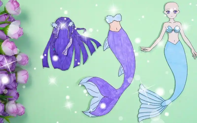 手工纸娃娃玩具:纸娃娃装扮,《泡泡美人鱼》如意装扮