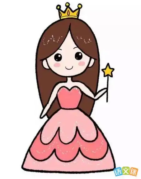 小女孩的简笔画公主卡通人物