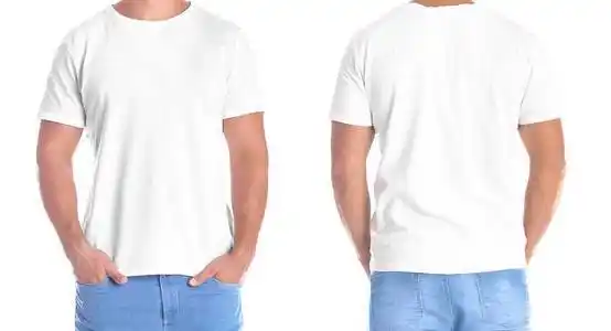 t恤衫定制背面贴图设计模板男子在空白 t恤衫白色背景, 正面和背面的