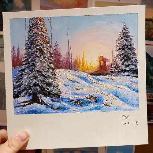 油画棒雪景