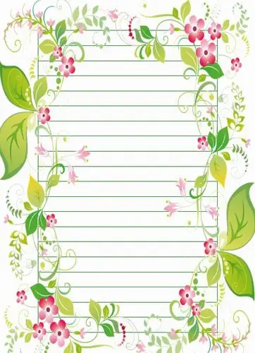 彩色花朵信纸模板