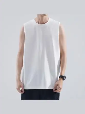 莱鸣国潮夏季重磅纯棉运动篮球背心男士宽松潮牌无袖休闲t恤坎肩男