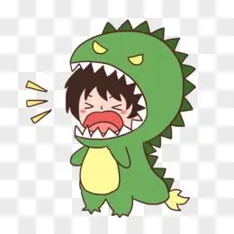 手绘卡通恶龙咆哮小孩免抠元素
