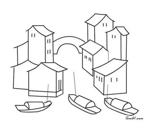 江南民居水墨简笔画