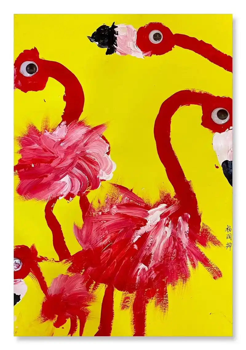 《跳舞吧,火烈鸟03》#火烈鸟 #水粉画 #儿童 - 抖音