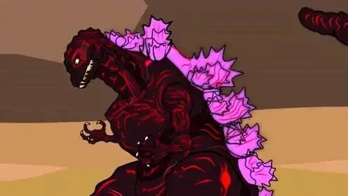 传奇哥斯拉红莲形态简笔画