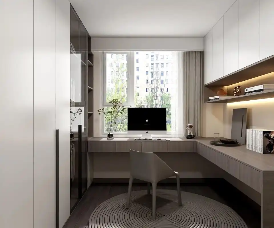 朋友想要把衣帽间,化妆间,书房结合到一个7平米的小房间内的案例.