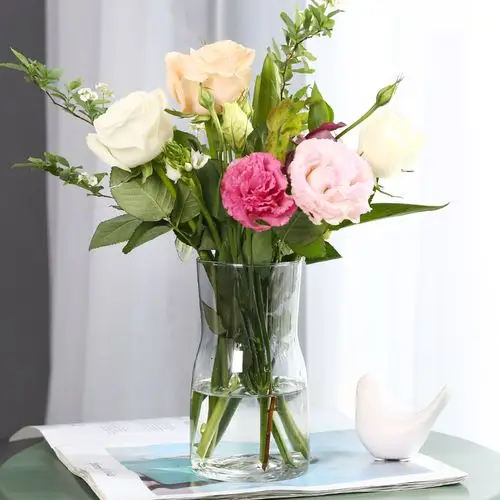 宽口简约小花花瓶玻璃现代简约插花鲜花渐变小清新花瓶