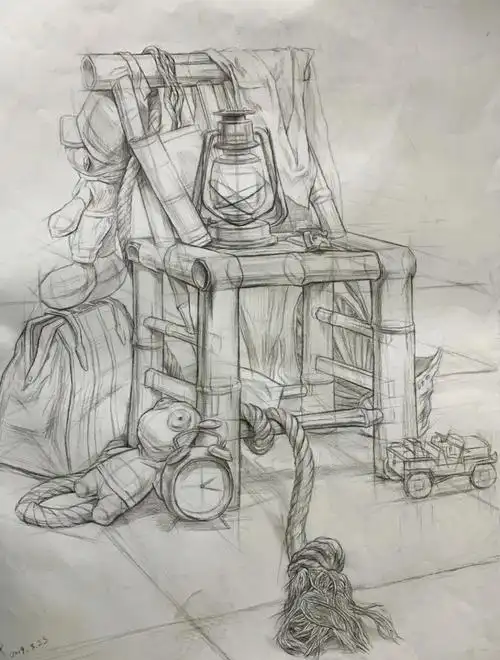 西美线性素描静物