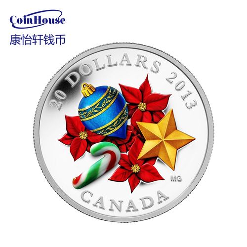 【康怡轩钱币】2013年加拿大发行节日糖果--拐棍糖20加元镶琉璃彩色