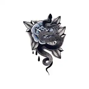 魔力  手绘黑曼巴蛇纹身贴潮酷个性男女花臂刺青贴纸防水持久逼真