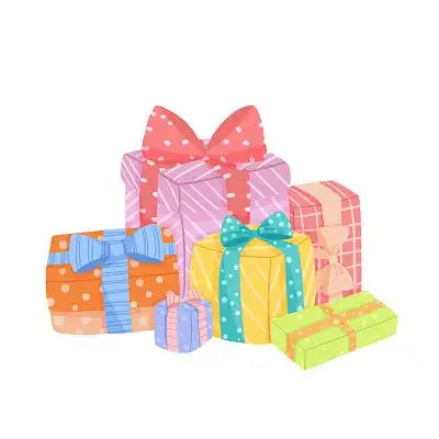 卡通礼物盒子四个礼物盒圣诞礼物png素材礼盒礼物元素