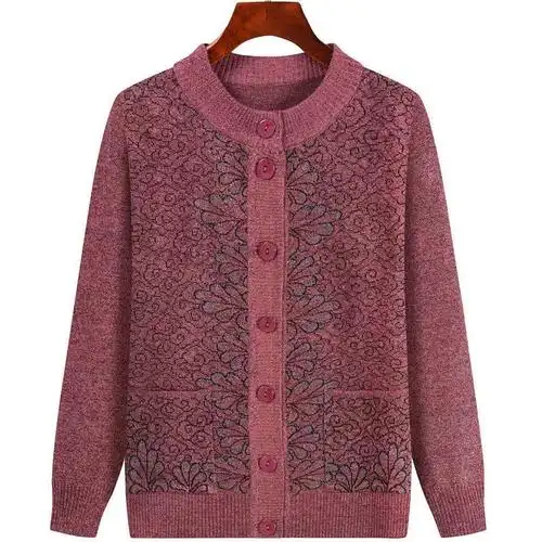 中老年毛衣女装外套上衣女秋冬装羊绒衫开衫奶奶针织衫外套妈妈装