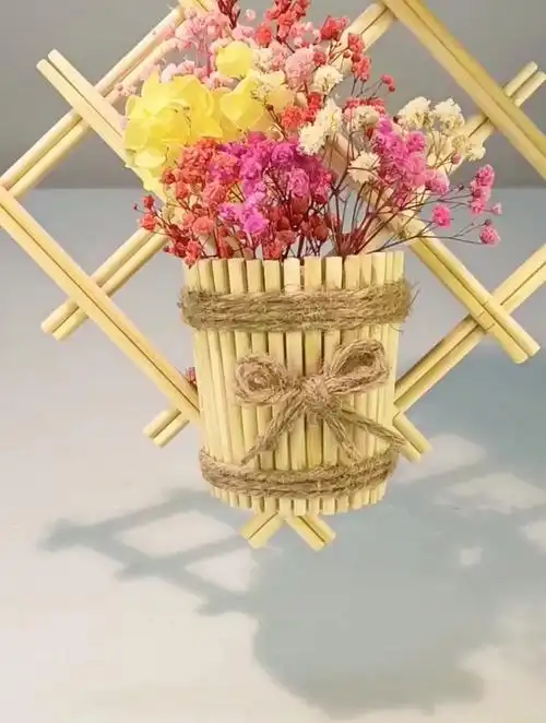 一次性筷子diy手工挂饰花篮,面朝大海,春暖花开