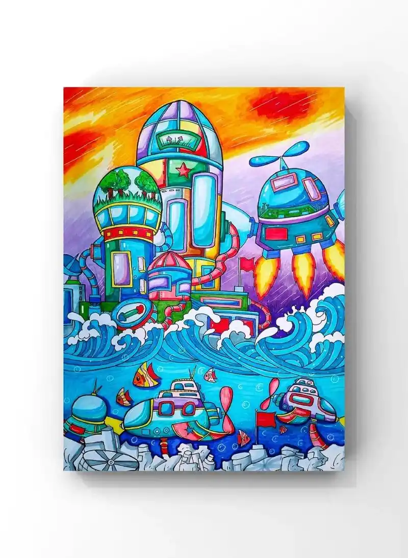 遨游太空 科幻画 科技主题画星球 -临摹