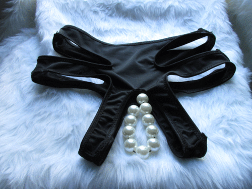 欧美包臀珍珠内裤 10颗按摩性感大码胖mm极度诱惑女开式档情趣骚