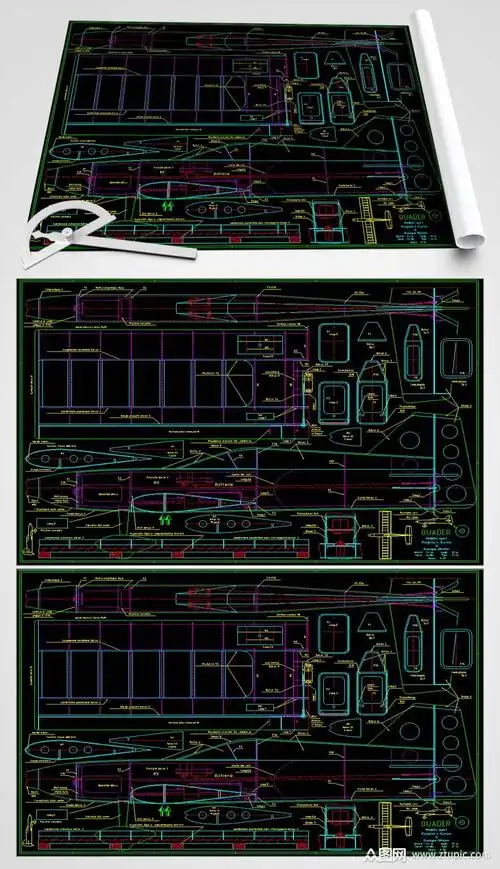 飞机拼插玩具图纸素材