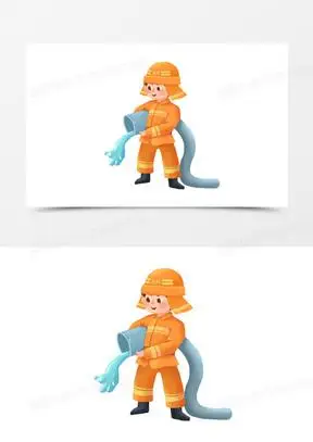 消防员救火红色卡通插画160卡通水龙头490一节漏水的水管190一结账起