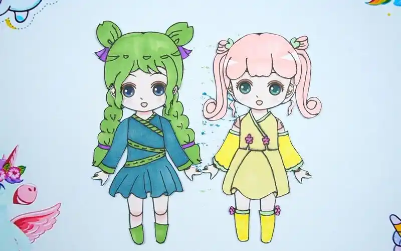 十二星座古风汉服手绘,巨蟹座女孩纸娃娃手工教程