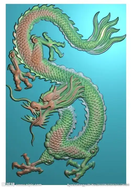 单龙竖龙牌子挂件精雕图灰度浮雕设计图__图片素材_其他_设计图库_昵