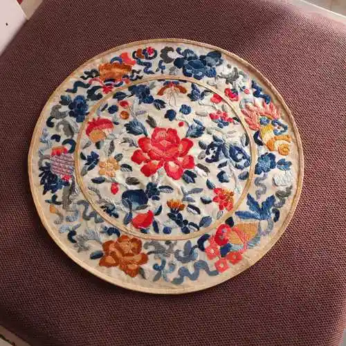 民国江南苏秀绣品织锦插画老物件古董新中式艺术装饰挂件