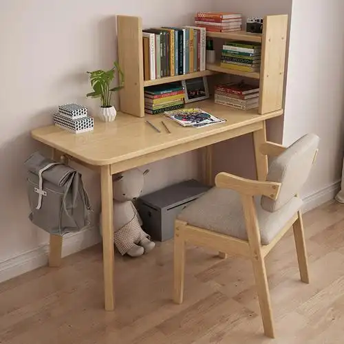 寻木匠实木书桌电脑桌家用学习桌写字台转角伸缩书架书桌组合