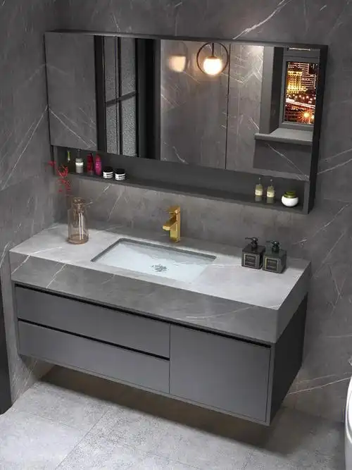 岩板时尚浴室柜陶瓷盆卫生间洗脸盆