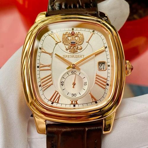 俄罗斯总统表双头鹰欧美男表镀金石英红宝石休闲商务poljot宝杰