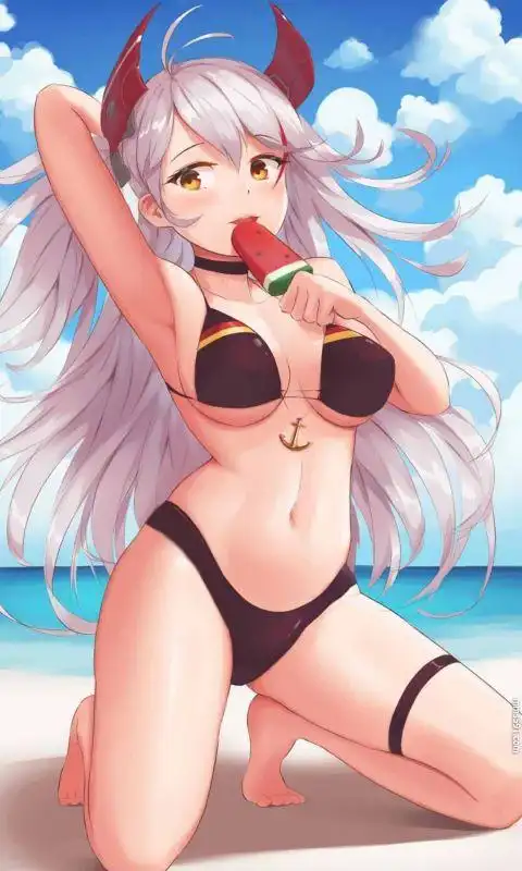 碧蓝航线吃手手的不死鸟欧根亲王号舰娘性感手机壁纸图片(9)