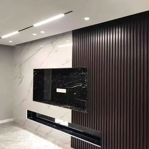 贝仕嘉网红实木格栅电视背景墙实心松木凹凸长城板护墙板厂家价格