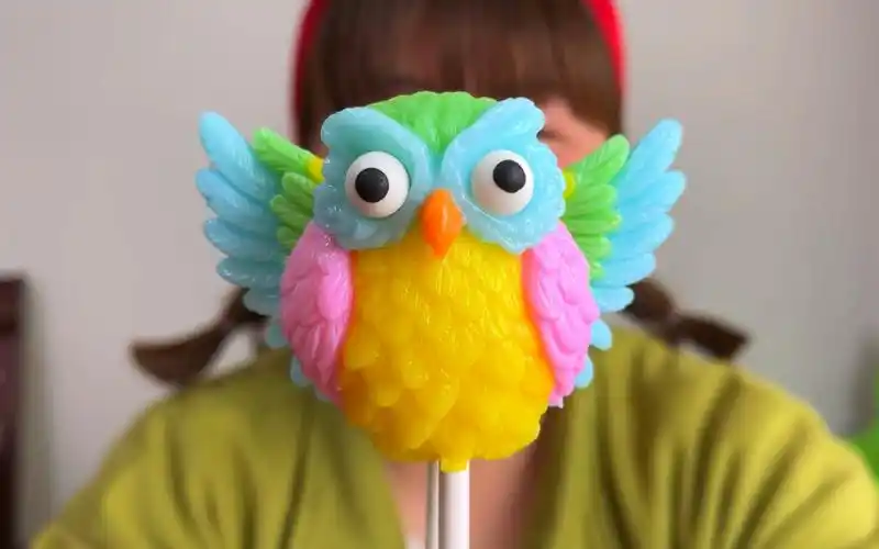 彩色猫头鹰手工棒棒糖