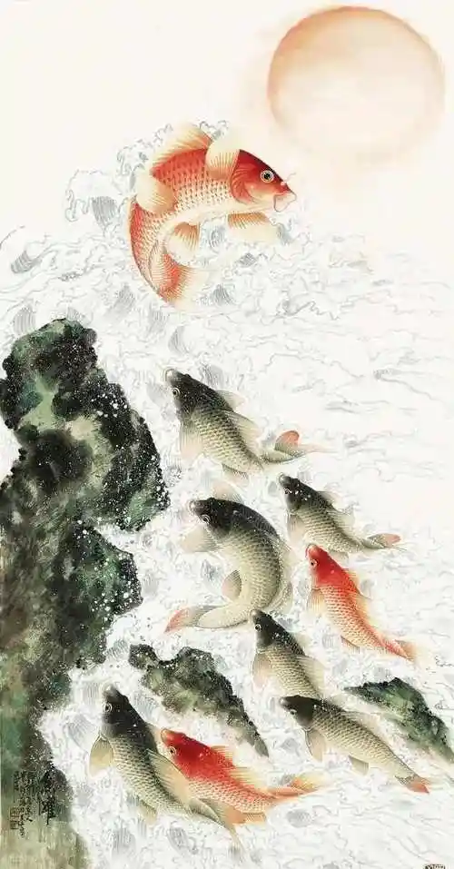 吉祥国画鲤鱼跃龙门送给朋友们