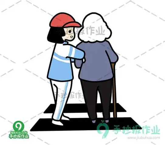 孩子扶老奶奶过马路的简笔画